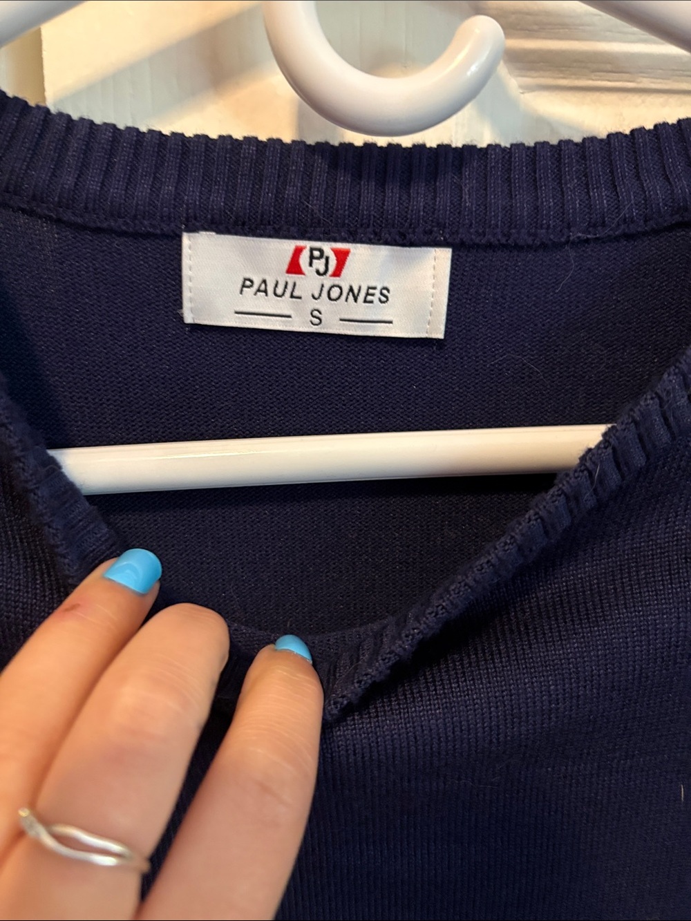 Men's Navy Crewneck Sweater - Classic Solid Knit - Picture 2 of 4